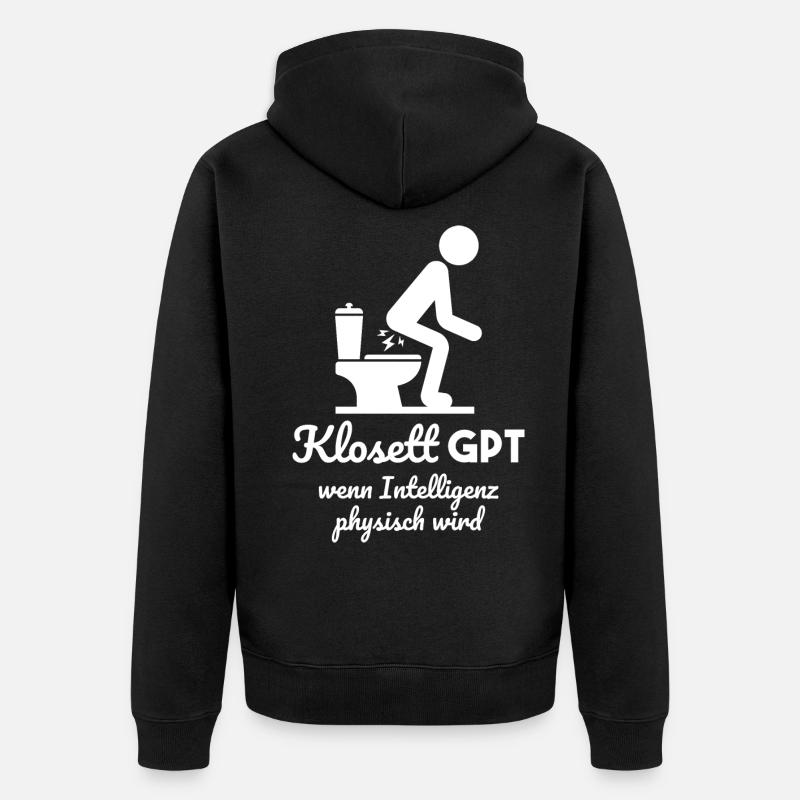 Klo GPT Spruch Geschenk - Unisex Premium Bio Zip Hoodie - Schwarz