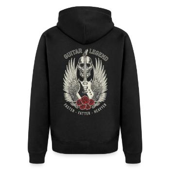 GITARREN-LEGENDE - Unisex Premium Bio Zip Hoodie - Schwarz - Hinten - Nico (187cm)