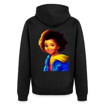 Samba Kids Fan Club. Buy and support! - Unisex Premium Organic Zip Hoodie - black - Back - Nico (187cm)