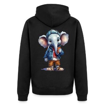 Dessin animé d’éléphant mignon - Veste à capuche bio Premium Unisexe - noir - Dos - Nico (187cm)