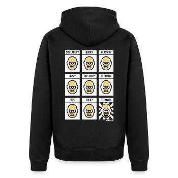 Nichts Geht Über Heavy Metal! (Hardrock NEG 3C) - Unisex Premium Bio Zip Hoodie - Schwarz - Hinten - Nico (187cm)