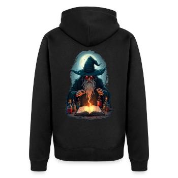 Spell Master - Unisex Premium Organic Zip Hoodie - black - Back - Nico (187cm)
