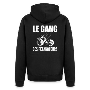 Pétanque, Bowler, Petanque-Fan, Vatertag - Unisex Premium Bio Zip Hoodie - Schwarz - Hinten - Nico (187cm)