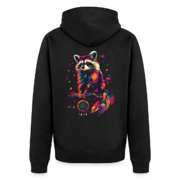 Raccoon with Dream Catcher - Unisex Premium Organic Zip Hoodie - black - Back - Nico (187cm)