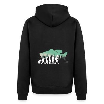 Fishing Evolution Dad Fisherman for Father's Day - Unisex Premium Bio Zip Hoodie - Schwarz - Hinten - Nico (187cm)