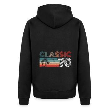 53 Year Old Birthday 2023 Classic 1970 53 Birthday - Unisex Premium Bio Zip Hoodie - Schwarz - Hinten - Nico (187cm)