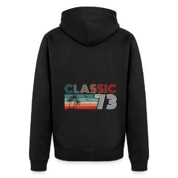 50 Year Old Birthday 2023 Classic 1973 50 Birthday - Unisex Premium Bio Zip Hoodie - Schwarz - Hinten - Nico (187cm)
