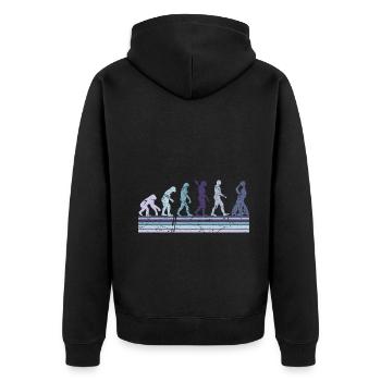Evolution of Wheelchair Basketball Weelchair - Unisex Premium Bio Zip Hoodie - Schwarz - Hinten - Nico (187cm)