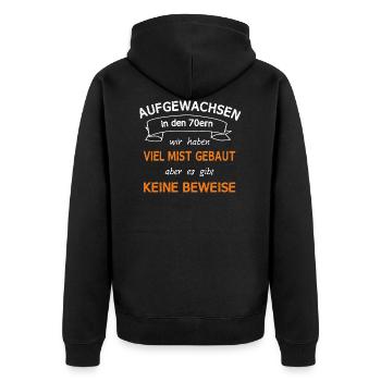 Growing up in the 70s - 70s - Unisex Premium Organic Zip Hoodie - black - Back - Nico (187cm)