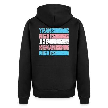 Trans Human Rights LGBT Transgender - Unisex Premium Organic Zip Hoodie - black - Back - Nico (187cm)