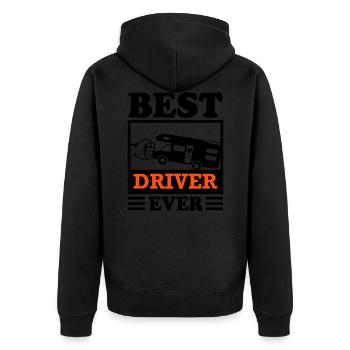 Campingbus Campingwagen Reisemobil Fahrer Camper - Unisex Premium Bio Zip Hoodie - Schwarz - Hinten - Nico (187cm)