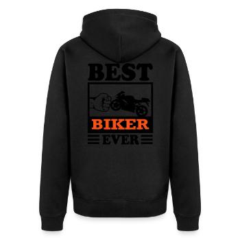 Biker Best Motorrad Motorradfahrer Bikerin - Unisex Premium Bio Zip Hoodie - Schwarz - Hinten - Nico (187cm)