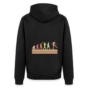 Evolution Skateboarding Skate Retro Streetwear - Unisex Premium Bio Zip Hoodie - Schwarz - Hinten - Nico (187cm)