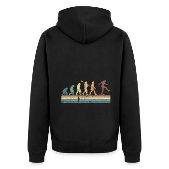 Evolution Skateboarding Skate Retro Streetwear - Unisex Premium Bio Zip Hoodie - Schwarz - Hinten - Nico (187cm)