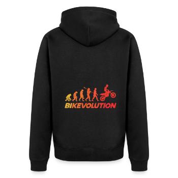 Motorcycle Evolution Vintage Shadow Biker - Unisex Premium Bio Zip Hoodie - Schwarz - Hinten - Nico (187cm)