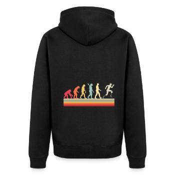 Evolution of Para Running - Unisex Premium Bio Zip Hoodie - Schwarz - Hinten - Nico (187cm)