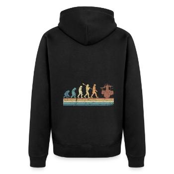 Evolution of man Drums Band Retro Vintage Drummer - Unisex Premium Bio Zip Hoodie - Schwarz - Hinten - Nico (187cm)