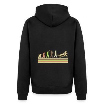 Rugby Ball Sport Player Retro Evolution Rugby Team - Unisex Premium Organic Zip Hoodie - black - Back - Nico (187cm)