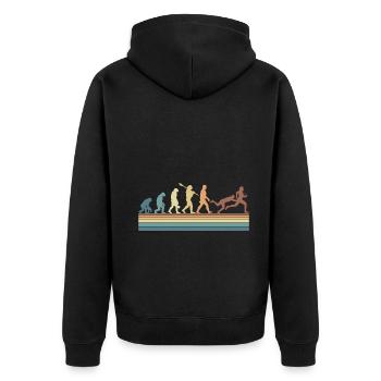 Rugby Ball Sport Player Retro Evolution Rugby Team - Unisex Premium Organic Zip Hoodie - black - Back - Nico (187cm)