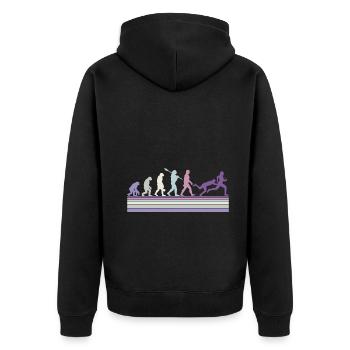 Rugby Ball Sport Player Retro Evolution Rugby Team - Unisex Premium Organic Zip Hoodie - black - Back - Nico (187cm)