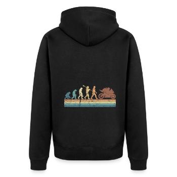 Motorcycle Evolution Vintage Shadow Biker - Unisex Premium Bio Zip Hoodie - Schwarz - Hinten - Nico (187cm)