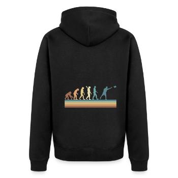 Evolution Cornhole Player Sack Toss - Unisex Premium Bio Zip Hoodie - Schwarz - Hinten - Nico (187cm)