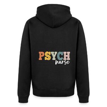 Psych Nurse Dialysis Nursing RN - Unisex Premium Organic Zip Hoodie - black - Back - Nico (187cm)