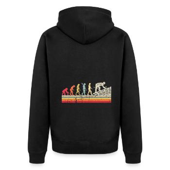 Roofer Human Evolution Retro Vintage Construction - Unisex Premium Organic Zip Hoodie - black - Back - Nico (187cm)