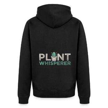 Plant Whisperer Hobby Gardener - Unisex Premium Bio Zip Hoodie - Schwarz - Hinten - Nico (187cm)