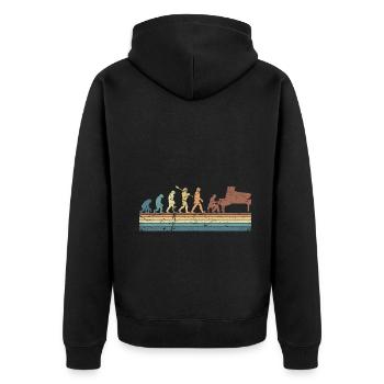 Evolution of man Piano Musician Retro Vintage - Unisex Premium Bio Zip Hoodie - Schwarz - Hinten - Nico (187cm)