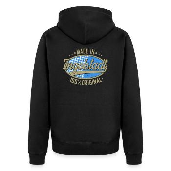 Ingolstadt Ingolstädter Original - Unisex Premium Bio Zip Hoodie - Schwarz - Hinten - Nico (187cm)
