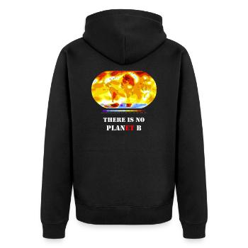 No Plan(et) B (dunkel) - Unisex Premium Bio Zip Hoodie - Schwarz - Hinten - Nico (187cm)