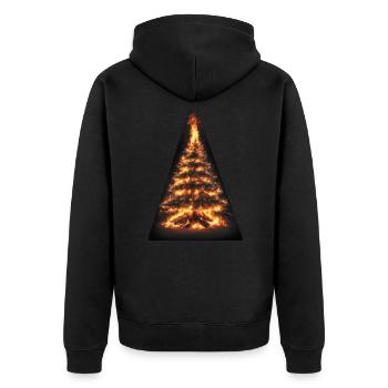 Feuriger Weihnachtsbaum - Unisex Premium Bio Zip Hoodie - Schwarz - Hinten - Nico (187cm)