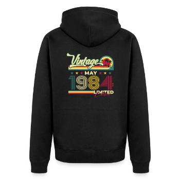 Millésime Mai 1984 Millésime 1984 Anniversaire 1984 - Veste à capuche bio Premium Unisexe - noir - Dos - Nico (187cm)