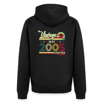 Original Juni 2005 Jahrgang 2005 19. Geburtstag 05 - Unisex Premium Bio Zip Hoodie - Schwarz - Hinten - Nico (187cm)