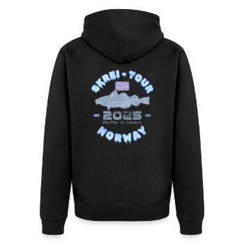 Skrei Tour Norway 2025 I Norway Fishing Cod - Unisex Premium Organic Zip Hoodie - black - Back - Nico (187cm)