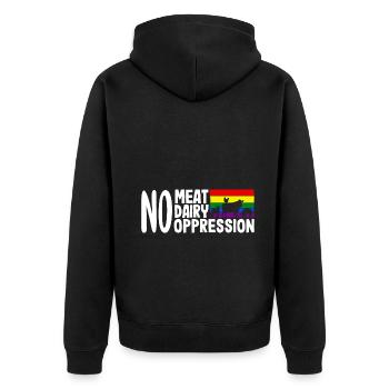 Pas de viande, pas de produits laitiers, pas d’oppression - Veste à capuche bio Premium Unisexe - noir - Dos - Nico (187cm)