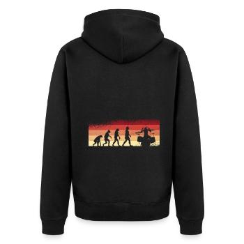 Evolution of man Drums Band Retro Vintage Drummer - Unisex Premium Bio Zip Hoodie - Schwarz - Hinten - Nico (187cm)