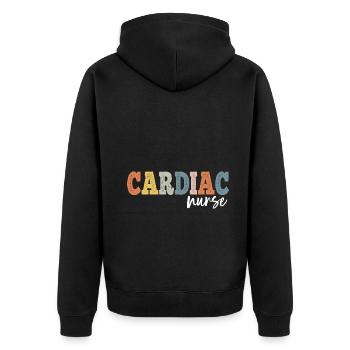 Cardiac Nurse Registered Nurse RN LPN - Unisex Premium Organic Zip Hoodie - black - Back - Nico (187cm)
