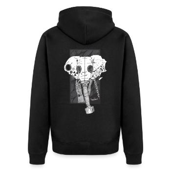 Elephant Bn - Unisex Premium Bio Zip Hoodie - Schwarz - Hinten - Nico (187cm)