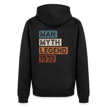 Né en 1972 Man Myth Legend - Veste à capuche bio Premium Unisexe - noir - Dos - Nico (187cm)
