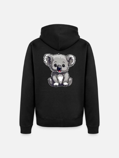 Cute Koala Bear - Unisex Premium Organic Zip Hoodie - black