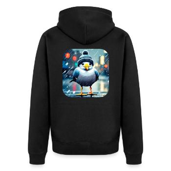 Regen Möwe - Unisex Premium Bio Zip Hoodie - Schwarz - Hinten - Nico (187cm)