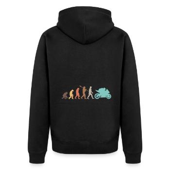 Motorcycle Evolution Vintage Shadow Biker - Unisex Premium Bio Zip Hoodie - Schwarz - Hinten - Nico (187cm)