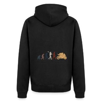 Motorcycle Evolution Vintage Shadow Biker - Unisex Premium Bio Zip Hoodie - Schwarz - Hinten - Nico (187cm)