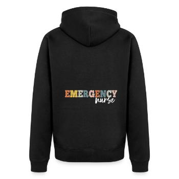 Infirmière d’urgence en dialyse infirmière autorisée - Veste à capuche bio Premium Unisexe - noir - Dos - Nico (187cm)