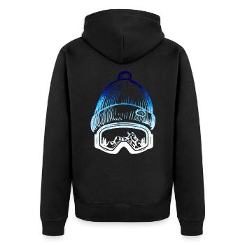 SKI Winter Sports Beanie - blue Snow Edition *** - Unisex Premium Organic Zip Hoodie - black - Back - Nico (187cm)
