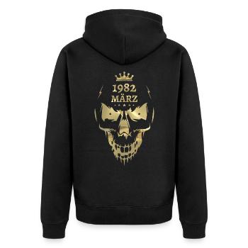 Mars 1982 Skull Gold - Veste à capuche bio Premium Unisexe - noir - Dos - Nico (187cm)