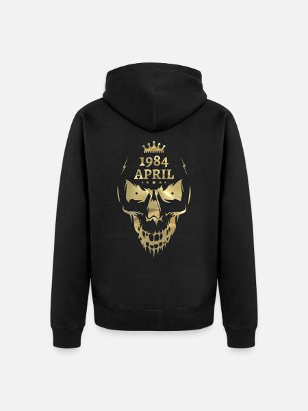 April 1984 Skull Gold - Premium økologisk unisex-hettejakke - svart