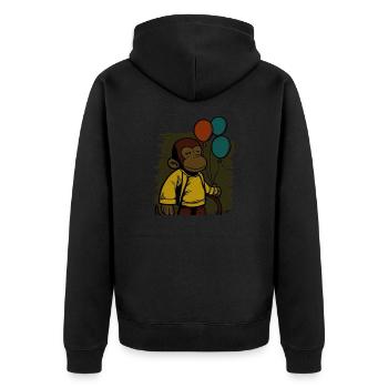Monkey holds balloons birthday shirt - Unisex Premium Organic Zip Hoodie - black - Back - Nico (187cm)